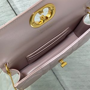 MONTAIGNE AVENUE MINI 19 BAG IN LIGHT PINK CALFSKIN WITH GOLD HARDWARE
