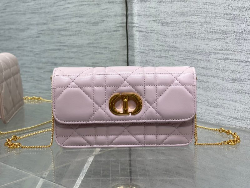 MONTAIGNE AVENUE MINI 19 BAG IN LIGHT PINK CALFSKIN WITH GOLD HARDWARE