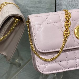 MONTAIGNE AVENUE MINI 19 BAG IN LIGHT PINK CALFSKIN WITH GOLD HARDWARE