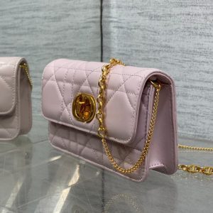 MONTAIGNE AVENUE MINI 19 BAG IN LIGHT PINK CALFSKIN WITH GOLD HARDWARE
