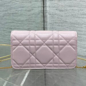 MONTAIGNE AVENUE MINI 19 BAG IN LIGHT PINK CALFSKIN WITH GOLD HARDWARE