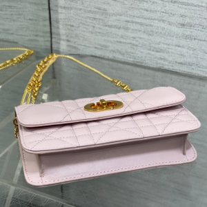 MONTAIGNE AVENUE MINI 19 BAG IN LIGHT PINK CALFSKIN WITH GOLD HARDWARE