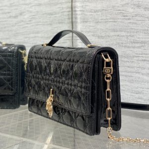 MINI BAG 24 IN BLACK PATENT CANNAGE CALFSKIN