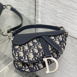 SADDLE 19 BAG WITH STRAP BLUE OBLIQUE JACQUARD