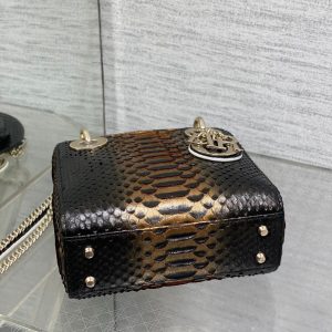 MINI 17 LADY BAG IN BLACK MIX COFFEE BROWN SNAKESKIN PATTERN LAMBSKIN