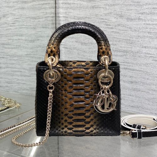 img_2b46f204_20241028_i1730104194_2778_0_jpg MINI 17 LADY BAG IN BLACK MIX COFFEE BROWN SNAKESKIN PATTERN LAMBSKIN