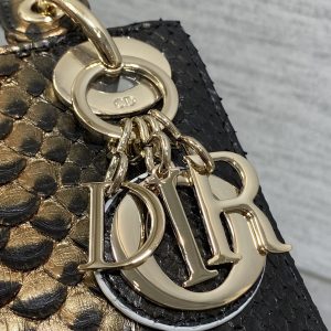 MINI 17 LADY BAG IN BLACK MIX COFFEE BROWN SNAKESKIN PATTERN LAMBSKIN