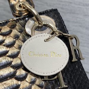 MINI 17 LADY BAG IN BLACK MIX COFFEE BROWN SNAKESKIN PATTERN LAMBSKIN