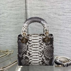 MINI 17 LADY BAG IN WHITE MIX BLACK SNAKESKIN PATTERN LAMBSKIN
