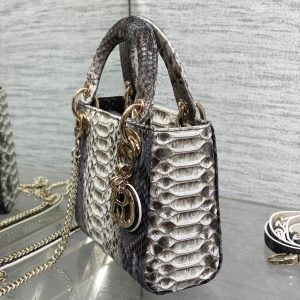 MINI 17 LADY BAG IN WHITE MIX BLACK SNAKESKIN PATTERN LAMBSKIN