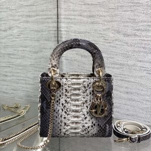 MINI 17 LADY BAG IN WHITE MIX BLACK SNAKESKIN PATTERN LAMBSKIN
