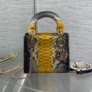 img_2b46f204_20241028_i1730105254_6691_0_jpg MINI 17 LADY BAG IN SUN FLOWER MIX BLACK SNAKESKIN PATTERN LAMBSKIN