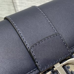 MONTAIGNE EAST-WEST 25 BAG WITH CHAIN IN NAVY BLUE LAMBSKIN AND MONOGRAM JACQUARD