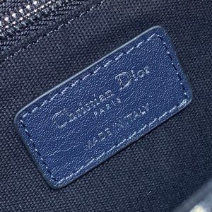 MONTAIGNE EAST-WEST 25 BAG WITH CHAIN IN NAVY BLUE LAMBSKIN AND MONOGRAM JACQUARD