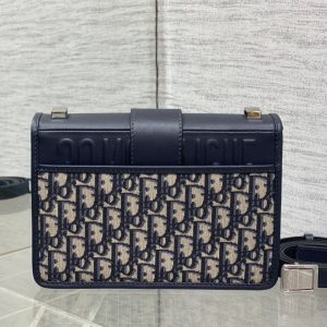 MONTAIGNE EAST-WEST 24 BAG WITH CHAIN IN NAVY BLUE LAMBSKIN AND MONOGRAM JACQUARD