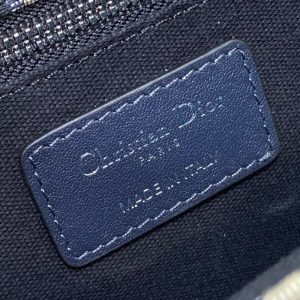 MONTAIGNE EAST-WEST 24 BAG WITH CHAIN IN NAVY BLUE LAMBSKIN AND MONOGRAM JACQUARD