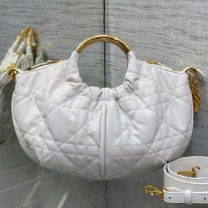 WALK IN PURSE 36 BAG WHITE LAMBSKIN WITH GOLD HARDWARE