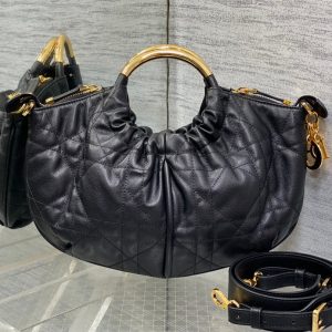 WALK IN PURSE 36 BAG BLACK LAMBSKIN WITH GOLD HARDWARE