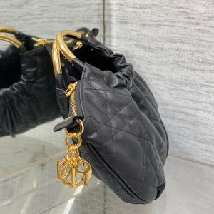 WALK IN PURSE 36 BAG BLACK LAMBSKIN WITH GOLD HARDWARE