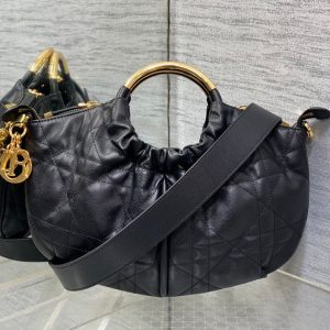 WALK IN PURSE 36 BAG BLACK LAMBSKIN WITH GOLD HARDWARE