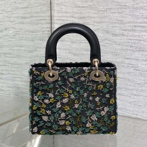 SMALL 20 BAG BLACK LAMBSKIN WITH SHOOTING STAR EMBROIDERY WOMEN 226114