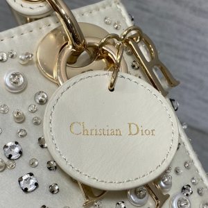 CD Lady 17cm White Canvas Diamond Embellished