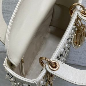 CD Lady 17cm White Canvas Diamond Embellished