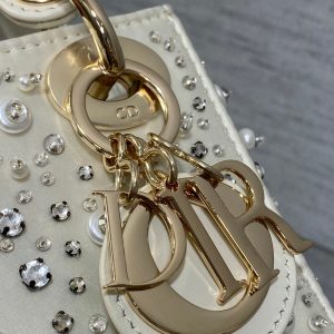 CD Lady 17cm White Canvas Diamond Embellished