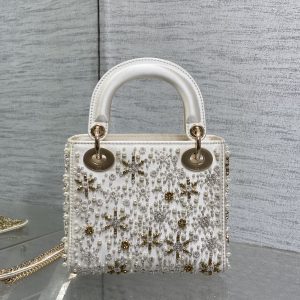 CD Lady 17cm White Canvas Star Diamond Embellished Pearl