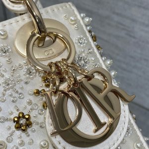 CD Lady 17cm White Canvas Star Diamond Embellished Pearl