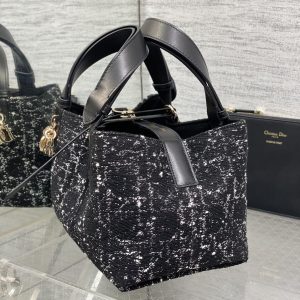 MINI 23 TOUJOURS BAG IN BLACK MIX WHITE CANNAGE TWEED WITH GOLD HARDWARE