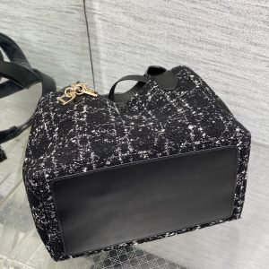 MINI 23 TOUJOURS BAG IN BLACK MIX WHITE CANNAGE TWEED WITH GOLD HARDWARE