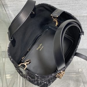 MINI 23 TOUJOURS BAG IN BLACK MIX WHITE CANNAGE TWEED WITH GOLD HARDWARE