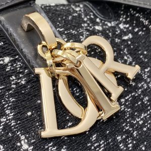 MEDIUM 28 TOUJOURS BAG IN BLACK MIX WHITE CANNAGE TWEED WITH GOLD HARDWARE