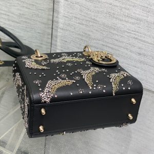 SMALL 20 BAG BLACK LAMBSKIN WITH SHOOTING STAR EMBROIDERY WOMEN