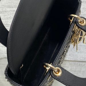 SMALL 20 BAG BLACK LAMBSKIN WITH SHOOTING STAR EMBROIDERY WOMEN