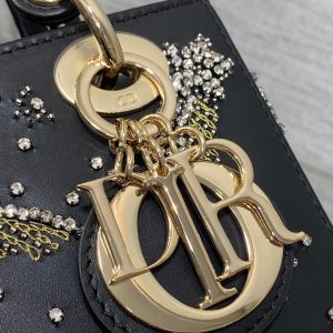 SMALL 20 BAG BLACK LAMBSKIN WITH SHOOTING STAR EMBROIDERY WOMEN