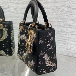 SMALL 20 BAG BLACK LAMBSKIN WITH SHOOTING STAR EMBROIDERY WOMEN