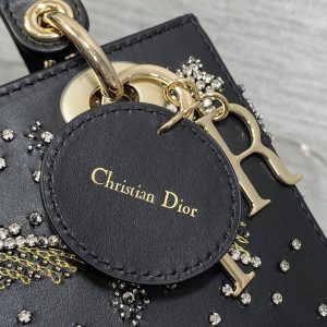 SMALL 20 BAG BLACK LAMBSKIN WITH SHOOTING STAR EMBROIDERY WOMEN