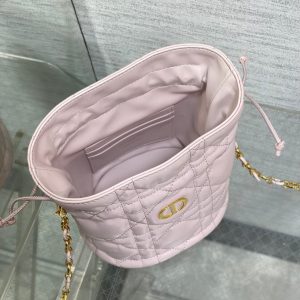MONTAIGNE MINI 18 BUCKET BAG WITH DRAWSTRING IN BABY PINK LAMBSKIN