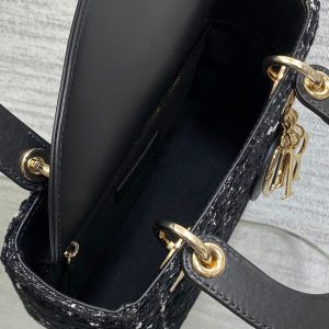 MINI 20 LADY BAG IN BLACK MIX WHITE CANNAGE TWEED WITH GOLD HARDWARE