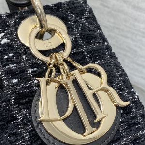 MINI 20 LADY BAG IN BLACK MIX WHITE CANNAGE TWEED WITH GOLD HARDWARE