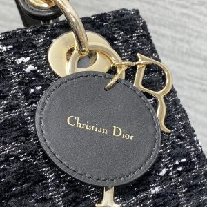 MINI 20 LADY BAG IN BLACK MIX WHITE CANNAGE TWEED WITH GOLD HARDWARE