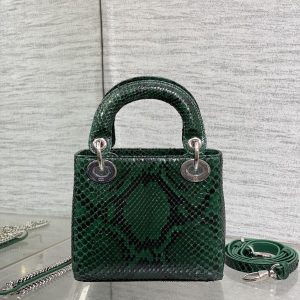 img_2b46f204_20241129_i1732851347_2606_3_jpg MINI 17 LADY BAG IN GREEN FOREST MIX BLACK SNAKESKIN PATTERN LAMBSKIN