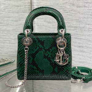 img_2b46f204_20241129_i1732851347_5338_2_jpg MINI 17 LADY BAG IN GREEN FOREST MIX BLACK SNAKESKIN PATTERN LAMBSKIN