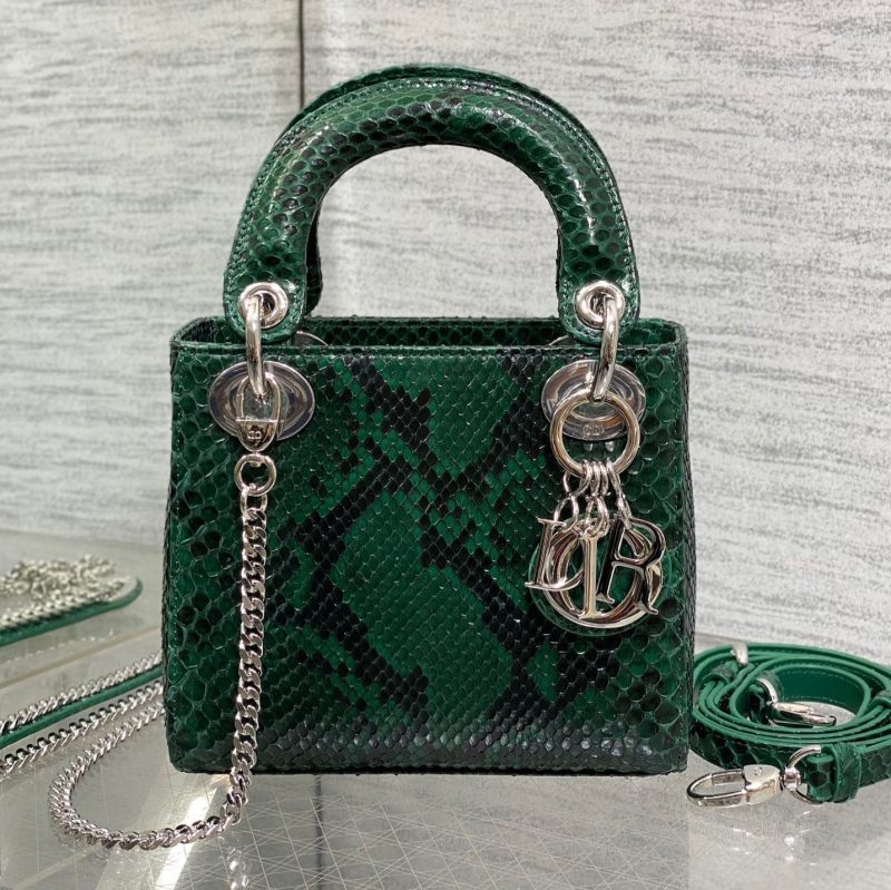 img_2b46f204_20241129_i1732851347_5338_2_jpg MINI 17 LADY BAG IN GREEN FOREST MIX BLACK SNAKESKIN PATTERN LAMBSKIN