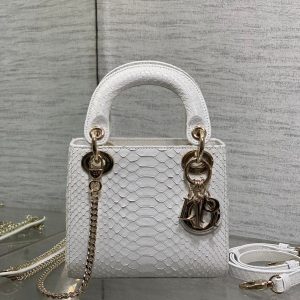 MINI 17 LADY BAG IN WHITE SNAKESKIN PATTERN LAMBSKIN