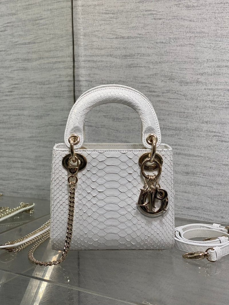 MINI 17 LADY BAG IN WHITE SNAKESKIN PATTERN LAMBSKIN