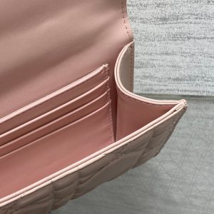 MISS CARO TOP HANDLE POUCH 24 IN PALE PINK MACROCANNAGE LAMBSKIN