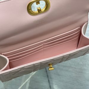 MISS CARO TOP HANDLE POUCH 24 IN PALE PINK MACROCANNAGE LAMBSKIN